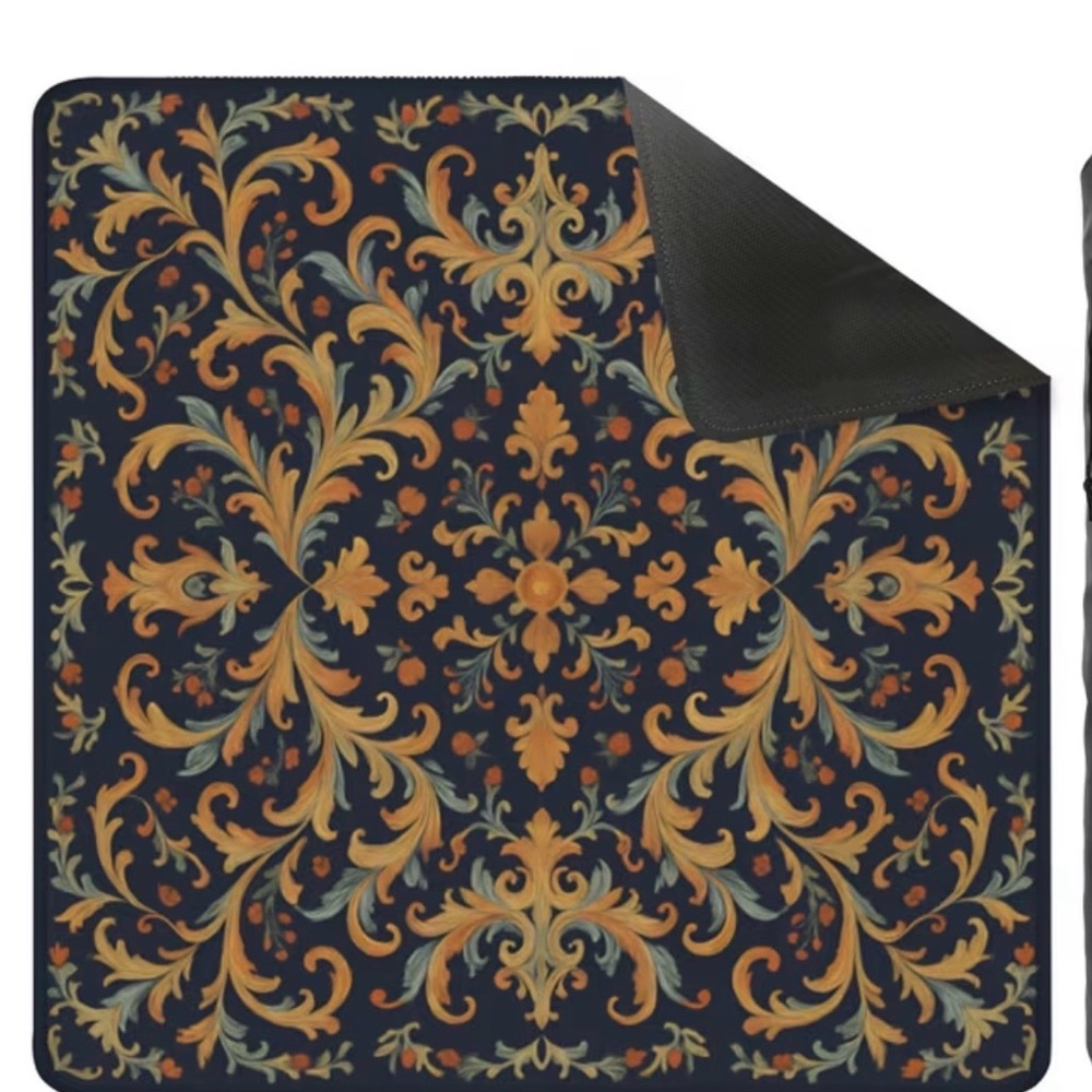 Elegant Navy and Gold Decorative Mat